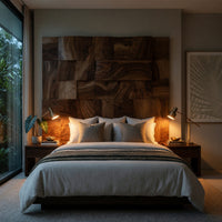 Solid Wood Headboard Mosaic Luxury Tropical Bedroom, view 6