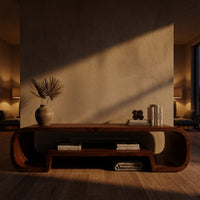 Archloop Walnut TV Console with Floating Inner Shelf, view 6