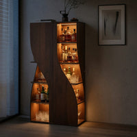 Solid Wood Bar Cabinet Curved Sculptural Doors Kitchen Living Room, view 6