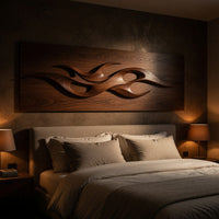 Lowtide Wave Wall Sculpture in Backlit Walnut Grain, view 6 — view 6