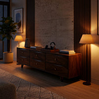 Six-Drawer Media Console in Walnut, Made to Order, view 6