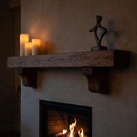 Solid Wood Floating Fireplace Mantel Rustic Shelf Cozy Cabin Living Room, view 6