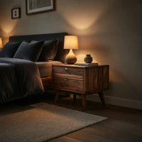 Solid Wood Nightstand Mid Century With Two Drawers Bedroom, view 6