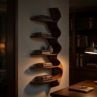 Solid Wood Wall Mounted Shelf Shelving Unit Living Room, view 6