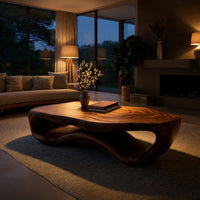 Freeform Loop Coffee Table with a Sculpted Wave Body, view 6