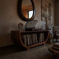 Solid Wood Record Player Stand Vinyl Storage Apartment Interior Space, view 6