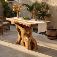 Solid Wood Teak Outdoor Table Solid Console Live Edge Design Entryway, view 6