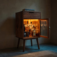 Solid Wood Bar Cabinet Wine With Warm Lighting Kitchen, view 6