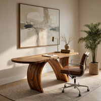 Oval Arch-Legged Desk in Solid Figured Hardwood, view 7