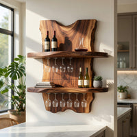 Solid Wood Wine Rack Mid Century Decorative Holder Home Bar, view 7
