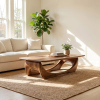 Minimal Coffee Table Smooth Curved Base For Living Room, view 7