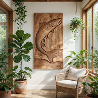 One Board, a Trout Mid-Leap, Carved as a Wall Relief, view 7 — view 7