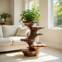 Solid Wood Planters Multi Tier Sculptural Plant Stand Garden, view 7