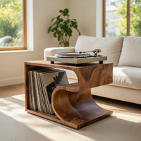 Solid Wood Record Player Stand Mid Century Vinyl Storage Music Studio, view 7