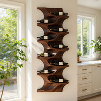Solid Wood Wine Rack Natural Dining Room Wall Display, view 7