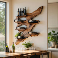 Solid Wood Wine Rack Rustic Furniture Home Bar Wall, view 7