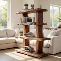 Solid Wood Standing Shelf Bookshelf Living Room Storage Modern, view 7