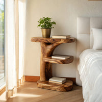 Solid Wood Nightstand With Storage Shelf Bedroom, view 7