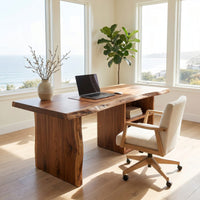 Solid Wood Vanity Desk With Storage Drawers, view 7