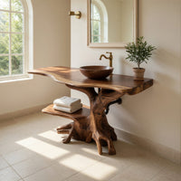 Solid Wood Live Edge Vanity Farmhouse Bathroom Rustic Solid Bathroom, view 7