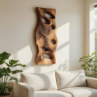 Solid Wood Clock Carved Wall Living Room, view 7