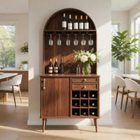 Solid Wood Bar Cabinet Classic Wine With Storage Dining Room, view 7