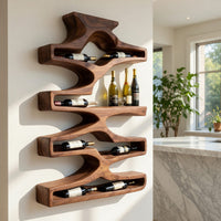Solid Wood Wine Rack Wall Storage Natural Dining Room, view 7
