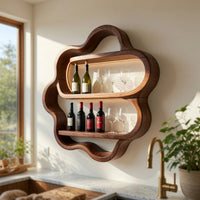 Solid Wood Wine Rack Minimalist Display Shelf Kitchen Dining, view 7