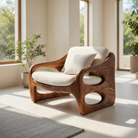 Solid Wood Chair Accent With Rounded Frame Living Room, view 7