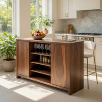 Solid Wood Bar Table Outdoor Cabinet With Wine Storage Patio, view 7
