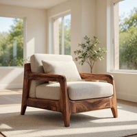 Solid Wood Chair Lounge With Wide Seat Living Room, view 7