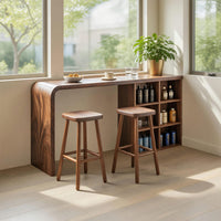 Solid Wood Bar Table With Storage Kitchen Home Mini, view 7