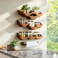 Solid Wood Spice Rack Farmhouse Kitchen Cabinet With Rustic Shelf, view 7