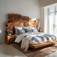 Solid Wood Headboard Natural Minimalist Japandi Bedroom, view 7