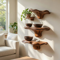 Solid Wood Mushroom Shelf Farmhouse Live Edge Rustic Home, view 7