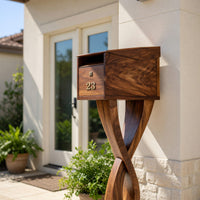 Solid Wood Mailbox Post Solid Sculpture Garden Yard Decoration, view 7