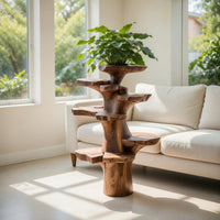 Solid Wood Planters Plant Stand With Multi Tier Tree Design Garden, view 7