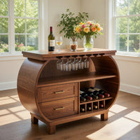 Solid Wood Bar Cabinet With Glass Holder Kitchen Island, view 7