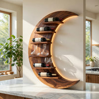 Solid Wood Wine Rack Minimalist Compact Holder Small Apartment, view 7