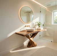 Solid Wood Bathroom Vanity With Twisted Base Spa Bath, view 7