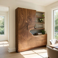 Solid Wood Bar Cabinet With Wine Storage Dining Room, view 7