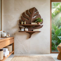 Solid Wood Corner Wall Bathroom Shelf Leaf Spa, view 7