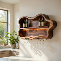 Solid Wood Wine Rack Glass Holder Open Dining Area, view 7
