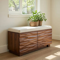 Solid Wood Entryway Storage Bench Wave Home, view 7