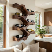 Solid Wood Wine Rack Artistic Natural Modern Kitchen Wall, view 7
