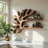 Solid Wood Wine Rack Industrial Wall Entryway Beverage Arrangement Unit, view 7