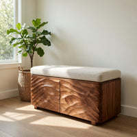 Solid Wood Entryway Storage Bench Minimal Bedroom Foot Area, view 7