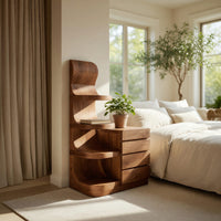 Solid Wood Nightstand With Shelves Drawers Bedroom, view 7