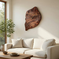 Solid Wood Clock Minimalist Wall Organic Shape Living Room, view 7