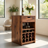 Solid Wood Bar Cabinet Wine With Bottle Shelves Drawer Kitchen, view 7